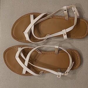 White Sandals with Crisscross Straps